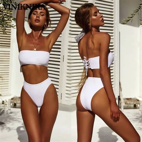 buy 2019 new women high waist bikinis strapless bikini set summer beach