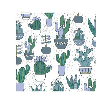 Blue Cactus Wallpaperremovable Wallpaper Wallpaper Peel And Etsy