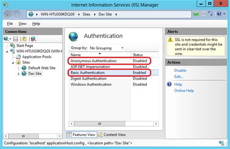 Configuring Webdav Server Windows Authentication