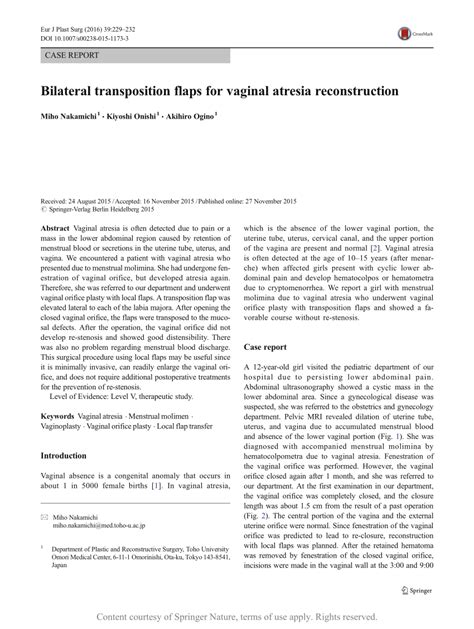 Bilateral Transposition Flaps For Vaginal Atresia Reconstruction