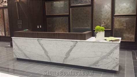 Bianco Carrara White Marble Reception Countertop Natural Stone Marble