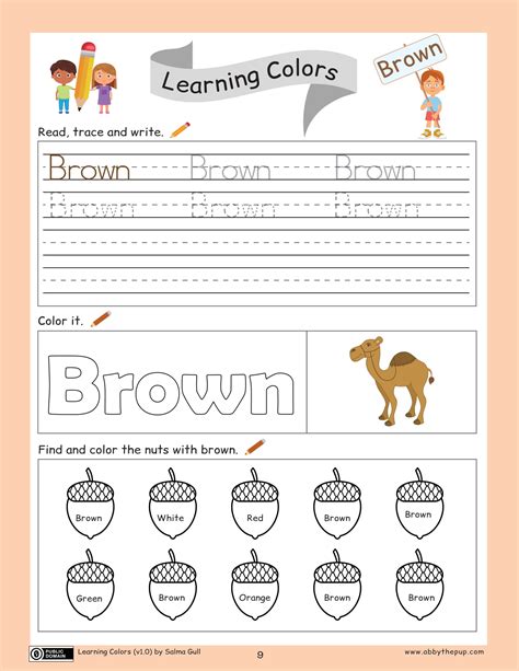 Read Trace And Write Brown Color Worksheet Free Printable Puzzle Games