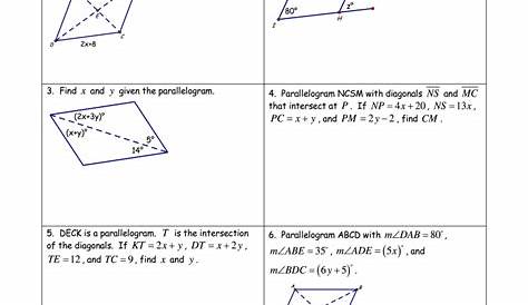 geometry parallelograms worksheet