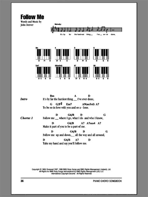 denver follow  sheet   piano solo chords lyrics melody