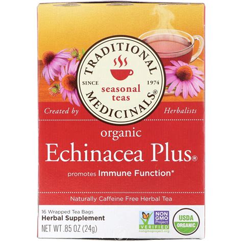 Traditional Medicinals Teas Organic Echinacea Plus Tea 16 Bag Walmart