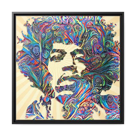 Jimi Hendrix Psychedelic Framed Canvas Original Wall Art Etsy