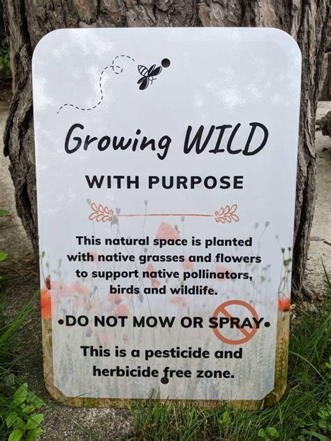 Pesticide Freeno Mow Yard And Garden Sign Promoting Native Plants In