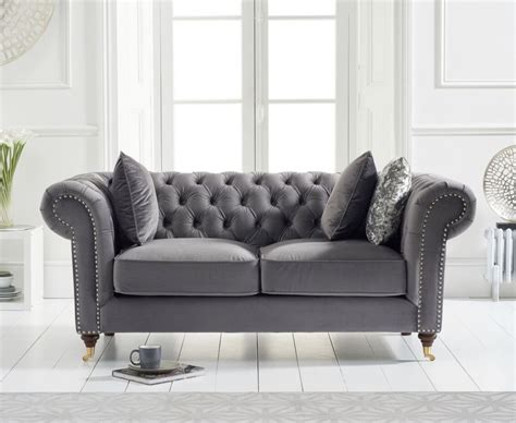 2 seater sofa or corner unit? Grey velvet fabric 2 seater sofa - Homegenies