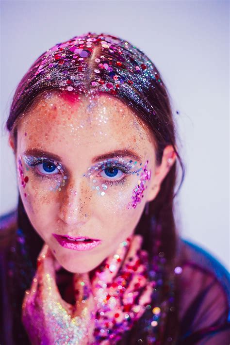 Pink Glitter Sparkle Fashion Festival Makeup Portrait By Gaby Deimeke