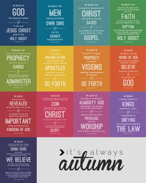 7 Best Images Of First Article Of Faith Printable 13 Articles Of