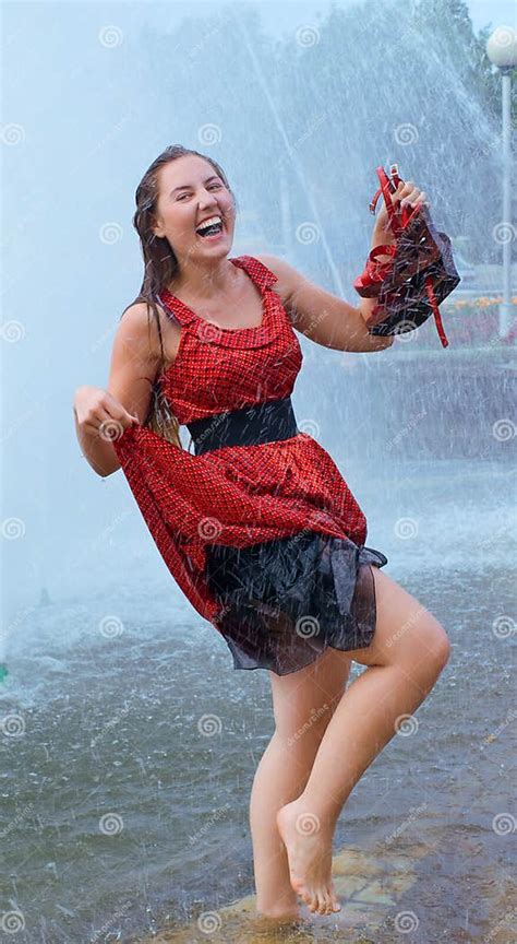 laughing girl in wet clothes stock image image of girl pleasure 9978085