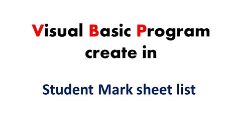 How To Create Student Marksheet In Visual Basic Program Example With