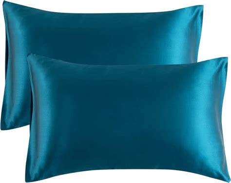 Bedsure King Size Satin Pillowcase Set Of 2 Teal Silk