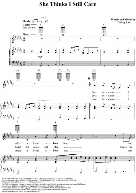 She Thinks I Still Care Sheet Music By James Taylor For Pianovocalchords Sheet Music Now