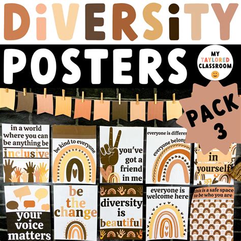 Diversity Posters Pack 3 Classroom Posters Boho Rainbow Etsy