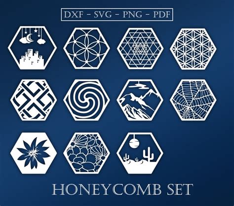Honeycomb Dxf Set Laser Cut Files Svg Files Cricut Cnc Etsy