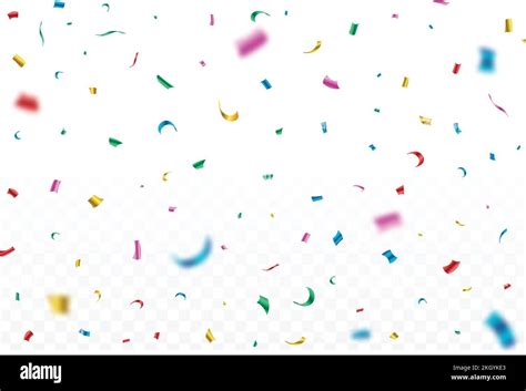 Colorful Shiny Confetti Falling Isolated On Transparent Background