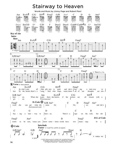Stairway To Heaven By Led Zeppelin Guitar Lead Sheet Guitar Instructor