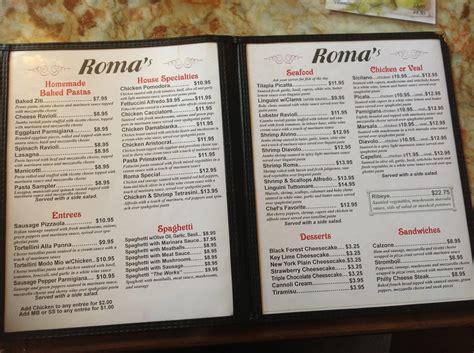 Menu At Roma S Italian Restaurant Pauls Valley W Grant Ave