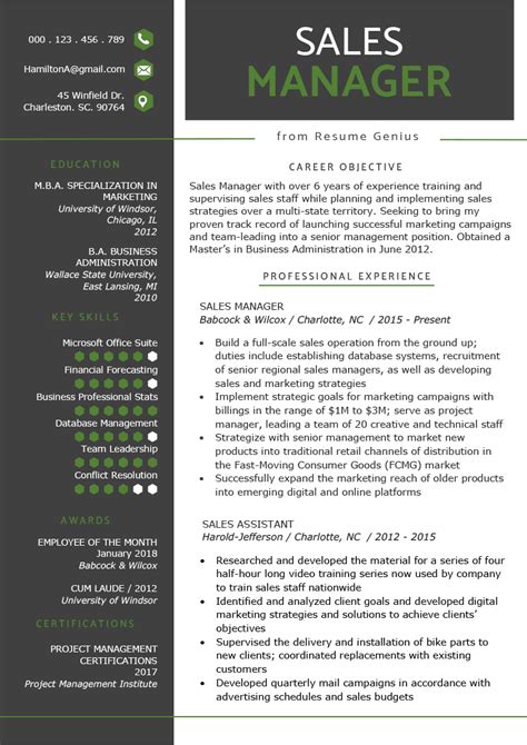 Sales Manager Resume Sample And Writing Tips Resume Genius