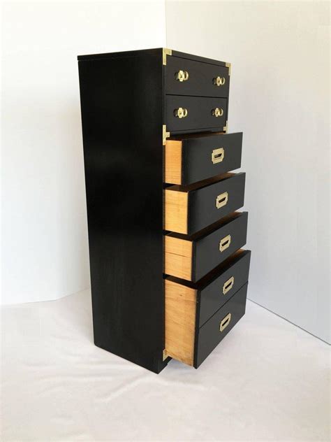 Get the best deals on black dressers and chests of drawers. Pair of Campaign Style Black Lacquered and Brass Tall ...