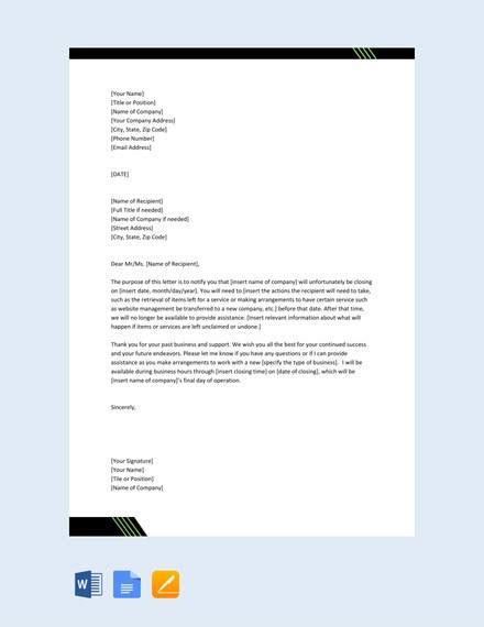 Retirement of employees and party. Labace: Letter Of Business Closure To Government Agency