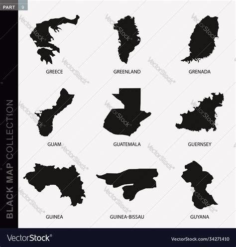 Black Map Collection Contour Maps World Royalty Free Vector