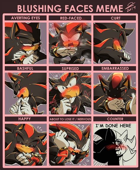 Shadow Blushing Face Meme By Sonicaimblu19 Sonic And Shadow Shadow
