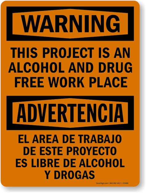 No Drugs Or Alcohol Signs Spanish And Bilingual Drug Free