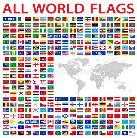 All Country Flags Of The World With A High Detailed Map Of The World