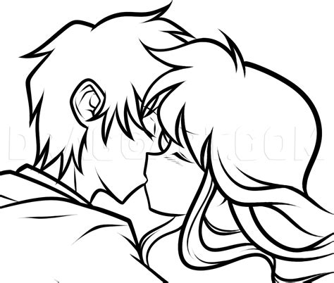 How To Draw A Valentines Couple Anime Kiss Step By Step Drawing Guide By Dawn Dragoart