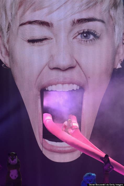 Miley Cyrus Bangerz Tour Twerking Singers Tongue Slide Injures