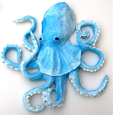 Reserved For Michelle Paper Mache Sculpturehand Made Blue Octopus