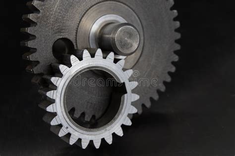 Gears On A Metal Workshop Table Spare Parts For Industrial Mach Stock