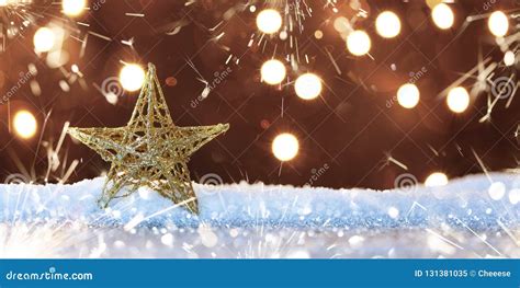 Christmas Star On Snow With Magic Lights Stock Image Image Of Glitter