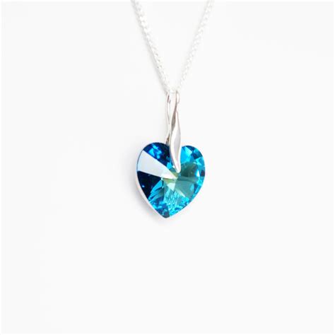 Blue Crystal Heart Necklace Les Bijoux Du Nibou