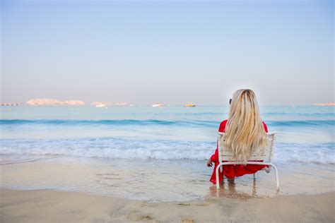 Blonde Women Sitting Beach Sea Chair Wallpapers Hd Desktop And