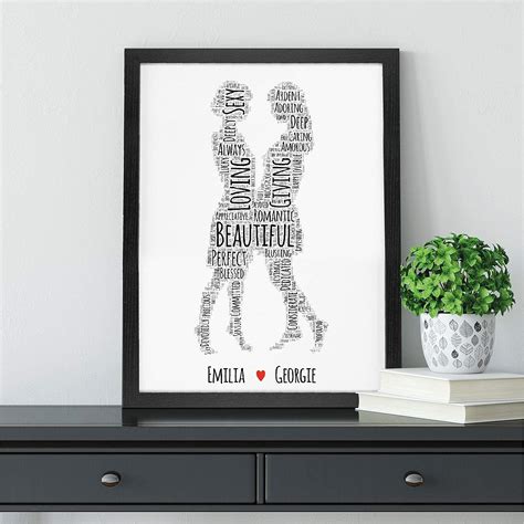 personalised same sex word art print anniversary and valentine s t a3 a4 a5 frames