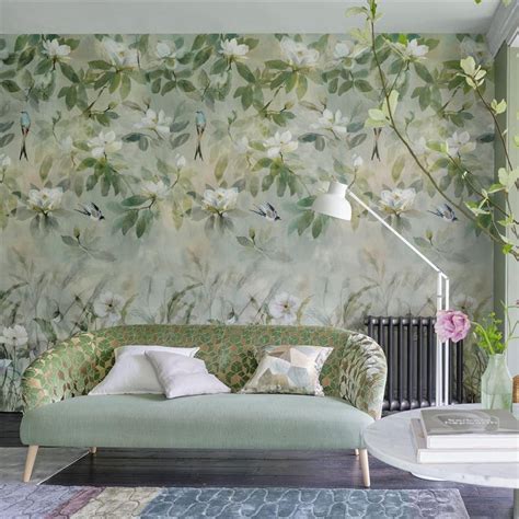 Designers Guild Kiyosumi Celadon Wallpaper Designers Guild Wallpaper