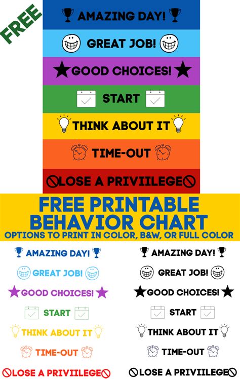 Free Printable Behavior Clip Chart Printable World Holiday