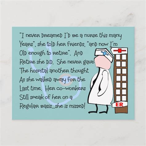 Retired Nurse Story Art Unique T Items Postcard Zazzle