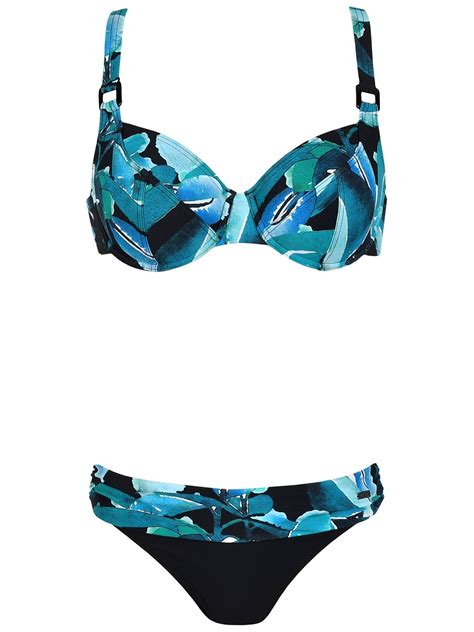 Naturana Naturana Aqua Leaf Print Wired Bikini Set Size