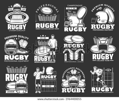 Rugby Sport Tournament Retro Icons Rugby Stock Vector Royalty Free