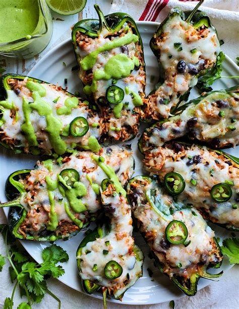 stuffed poblano peppers with cilantro lime crema the lemon apron