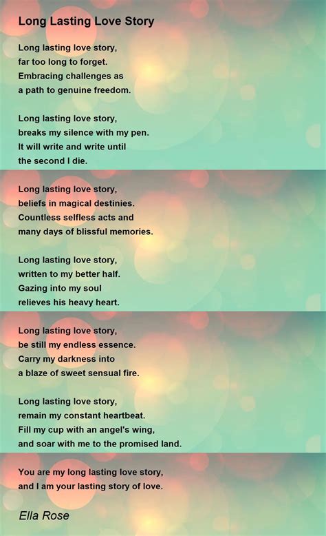 Long Lasting Love Story Poem By Ella Rose Poem Hunter
