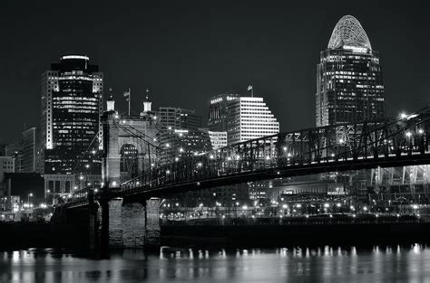 Cincinnati Black And White Lights Photograph By Frozen In
