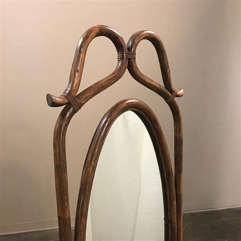 Add a burst of brightness to the master or guest bedroom with this modern floor length mirror. Midcentury French Bentwood and Rattan Floor Mirror For ...