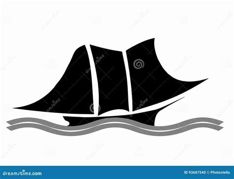 Silhouette Of A Sailboat Black And White Royalty Free Stock Photo