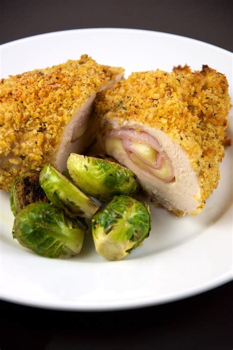 Use a sharp knife to cut each chicken breast in half horizontally to create two chicken breast halves. Chicken Cordon Blue