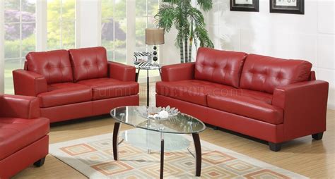 G670 Sofa And Loveseat In Red Bonded Leather By Glory Furniture